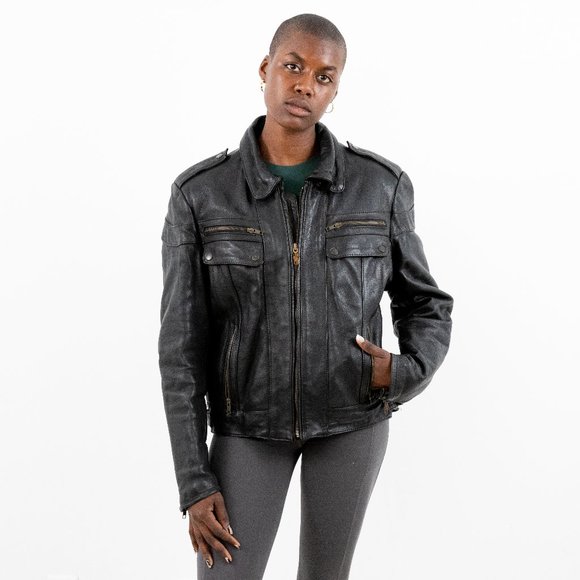 Vintage Harley Davidson Leather Biker Jacket Black - Picture 2 of 14